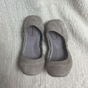 PRADA Pearl gray distressed perforated leather.Ballerina Flats EUR SZ37